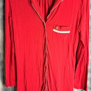 PINK Victoria's Secret Red Sleep Shirt with White Trim